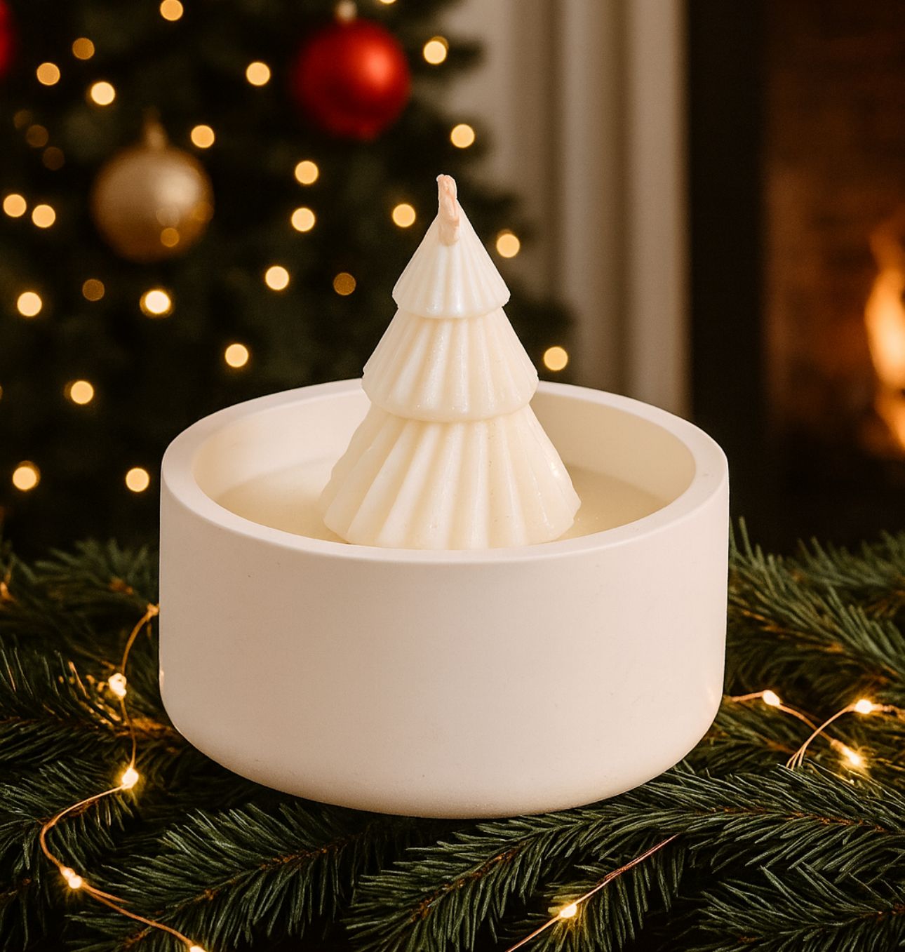 Bougie coupe blanche Forêt de Noël image